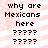 Pixelated text on a pink and white striped background with repeated question marks below the phrase.