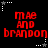Red pixelated text 'mae and brandon' on black background with white star outlines, animated by alternating between solid stars and dotted lines.