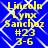 Yellow text on blue background with white geometric pattern, four identical showing name and number details