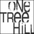 A four- displays text and pixelated images: top-left shows 'ONE TREE HILL' in bold black letters on white, top-right depicts a couple embracing with red and blue clothing, bottom-left features golden figures against black background, bottom-right is empty gray