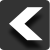 White angular arrow pointing left on dark gray background with pixelated edges and shadow effect.