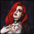 A pixelated image of a person with long red hair and a white top, overlaid with bold text reading "only love will make your cold heart melt" on the right side.