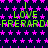 A static digital image with a dark blue background covered in repeating pink star shapes, featuring green text reading "LOVE FRERRARD!" in a pixelated font.