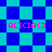 Pixelated cyan and blue checkered background with four instances of pink text 'ALICIA<3' in a