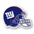 A pixelated blue football helmet with white 'NY' logo and silver face mask, viewed from side against plain background.