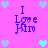 Pixelated text "I Love Him" on pink background with light blue and cyan hearts, animated heart color changes.