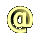 @ symbol icon in yellow and black with 3D effect, rotating through multiple angles on gray background.