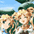 Two pixelated figures with light brown hair and green eyes stand side-by-side against a blue sky with green foliage.