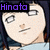 Pixelated anime-style face with light skin, dark hair, and a neutral expression under purple text reading 'Hinata' on black background.