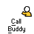 Animated sequence of pixelated figures with speech bubbles showing 'Hey', 'Buddy', and 'HUH' above yellow and green characters labeled 'Call Buddy'.