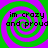 Four identical spiral patterns with alternating green and purple rings, each containing the text "im crazy and proud" in black pixelated font.