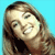 Static pixelated image of a person with light brown hair against a solid cyan background, rendered in low-resolution 256x256 pixels with visible dithering and color blending.