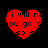 Red heart-shaped icon with black text reading "i will ne you go c so s" on a black background, showing pixelated variations across four views.