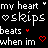 Animated text and heart symbols on a black background with white and red pixelated elements.