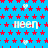 Blue background with red star pattern and scattered white hearts, featuring repeated 'neen' text in light blue pixelated font.
