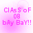 Pixelated pink text on a pink gradient background reads 'ClAsS oF 08 bAy BaY!!' in four identical