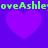 Purple background with four purple hearts and green text reading 'oveAshle:oveAshle' repeated twice horizontally.