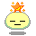 Four pixelated yellow circular icons with closed eyes, each topped by an orange star and small yellow sparkles on the left pair.