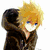 Five pixelated anime-style character portraits arranged in a with a central black displaying red text