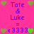 Pixel art icon with pink background showing 'Tote & Luke' text and heart symbols in green and blue, arranged in two with equal signs between them