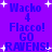Pixelated blue text on purple background with white stars, repeating 'Wacho 4 Flacco! GO RAVENS!' in two with animated star positions