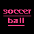Animated soccer-themed icon showing a ball, shoes, and goal text with pink underlined labels on black background.