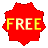 Four red starburst-shaped icons with yellow text reading FREE on a gray background, one black rectangle present.