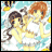 A 48x48 pixel animated buddy icon featuring two anime-style characters in a swimming scene with