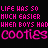 Pixelated text animation showing two frames of a phrase with one frame having white '50' and the other pink '50', both on black background.