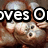 Pixelated image of a muscular figure with a bare torso, partially obscured by large white text reading "oves On" on a dark background.