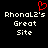 Pixelated text 'RhonaL2's Great Site' with a red heart symbol above the text on a black background.