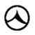 Black circular outline encloses a three-pointed star-like shape on a white background, rendered in low-resolution pixel art style.