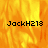A static image with a fiery orange-yellow background and three instances of the text 'JackH218' in black pixelated font.