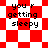 Red and white checkered background with black text reading "you r getting sleepy" in four distinct arrangements across the image.