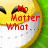 Yellow circular face with closed eyes and wide white teeth, red text changes from "No Matter What..." to "Smile." on green background.