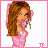 A 4-frame contact sheet of a pixelated cartoon character with long brown hair wearing pink and gray clothing, showing different body parts across frames including full-body, torso, legs, and name text.
