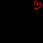 Red pixelated heart shape on black background with small dark red detail near bottom-left curve.
