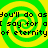 Green and yellow spiral background with repeated black text reading "You'll do as I say for a of eternity" in pixelated font.