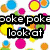 Pixelated image with colorful circles and text reading "poke poke poke a dot look at all those pretty spots!!!" on a white background.