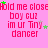 Pink background with repeated text "Hold me close boy cuz im ur Tiny dancer" in red, green stars scattered throughout.