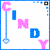 Pixelated icon with pink 'CINDY' text, blue key and rectangle, white background, blue border; animation changes key shape from heart to diamond.