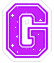 Purple octagonal letter G with white outline and small plus signs scattered across its surface.