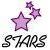 Pixelated image of three purple stars with gradient shading and black outlines, positioned above the word 'STARS' in bold pixelated text.