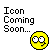 Static pixel art icon with gray background featuring black text and a yellow emoji-style face.