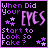 A 48x48 pixel animated buddy icon displayed in a contact sheet with three visible frames, featuring purple text and stars on a black background asking "When Did Your EYES Start to Look So Fake?" with slight variations between frames.
