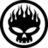 Black and white circular icon with dripping effect above a stylized skull face, next to purple pixelated text reading GONE AWAY on black background.