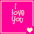 Pixelated pink square with 'I love you' text and heart symbols changing