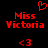 Red pixelated text and symbols on black background with heart above 'Miss Victoria' and '<3' below.