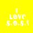 Four pixelated text in yellow, pink, purple, and coral backgrounds display "I LOVE S.O.S.!" with white lettering