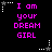 Pixelated text "I am your DREAM GIRL" in bright pink on black background with white and gray star-shaped icons.